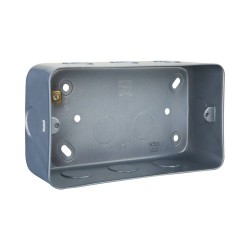 2 Gang 38mm Rectangular Surface Mounting Box for Metal Clad and Nexus Grid, BG MC502 Twin Metalclad Back Box