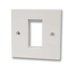 1 Gang Square Edge White Plastic Euro Plate for 1 Euro Module 25 x 50mm only