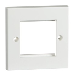 1 Gang Faceplate for 2 Euro Modules, Square Edge White Plastic Cover Plate