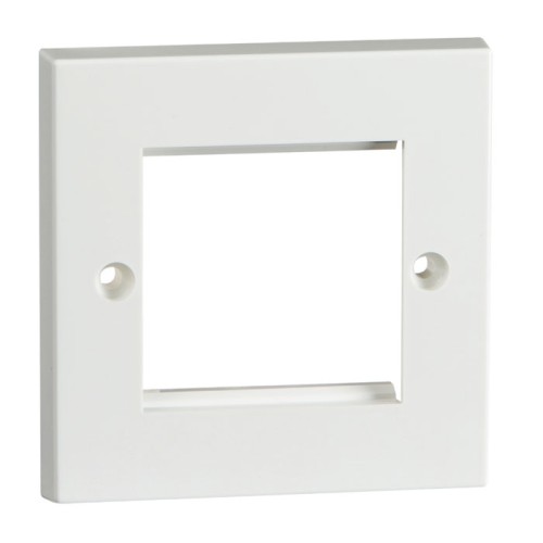 1 Gang Faceplate for 2 Euro Modules, Square Edge White Plastic Cover Plate