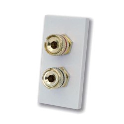 White Plastic Euro Module with 2 x Banana Plugs for Hi-Fi Systems/Speakers