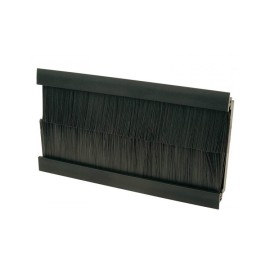 100mm x 50mm Black Brush for 4 Gang Euro Modules, Snap-in Twin Brush Module in Black