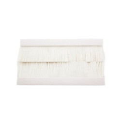 100mm x 50mm White Brush for 4 Gang Euro Modules, Snap-in Twin Brush Module in White