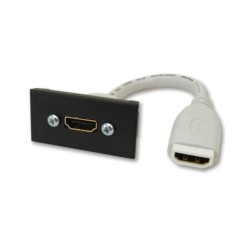 HDMI Euro Module in Black with 165mm Tail, 25x50mm, female-to-female Leaded Dongle HDMI