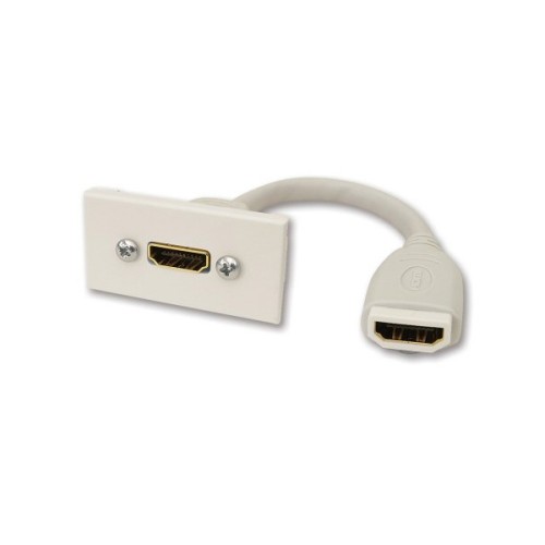 1 Gang HDMI Euro Module in White with 165mm White Tail, 25 x 50mm Snap-in Module