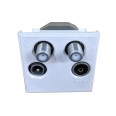 White Quad Euro Module with TV male, FM-DAB Radio Female, and 2 x F-type SAT sockets 50x50mm