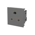 5A 3 Pin Socket Euro Module in Grey, 50mm x 50mm Round Pin Unswitched Socket Euro Module