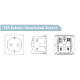 1 Gang Schuko Unswitched Socket Euro Module 16A in Black 50mm x 50mm BG EMSCHSB