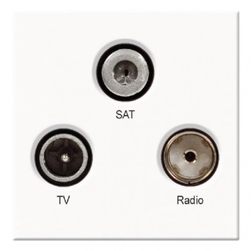 Euro Triplex TV, SAT, and FM DAB Connection White moulded, Triplex 50x50mm Snap-in Module