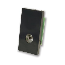 1 Gang Co-Axial Socket Euro Module in Black, 25x50mm Snap-in TV COAX Module