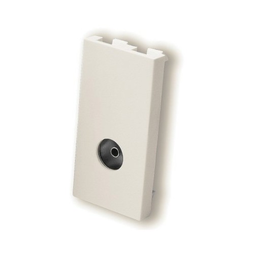 1 Gang Co-Axial Socket Euro Module in White, 25x50mm Snap-in TV COAX Module