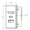 Knightsbridge NETUSBCBK USB Charger Euro Module USB-A + C in Black 25x50mm 5V 3.1A shared