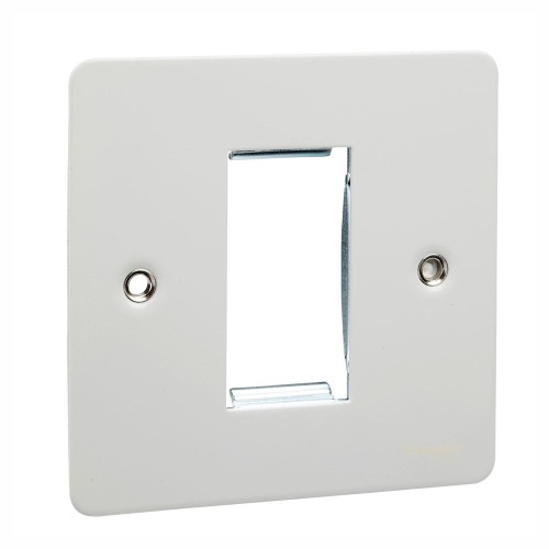 1 Gang Euro Flat Plate in White Metal for 1 Euro Module, Schneider Ultimate GU8250PW Coverplate