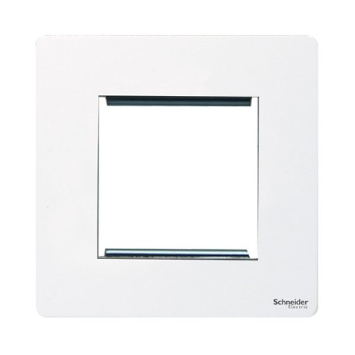 Screwless 2 Gang Euro Modular Flat Metal Plate in White (Cover Plate only) Schneider GU8460PW