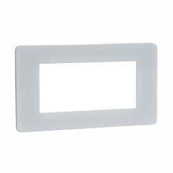 Screwless 4 Gang Euro Modular Flat Plate in White Metal (Cover Plate only) for 4 Euro Modules, Schneider GU8480PW
