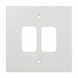 2 Gang Grid Cover Plate in Moulded White, Schneider GUG02G Front Plate for 2 Grid Modules