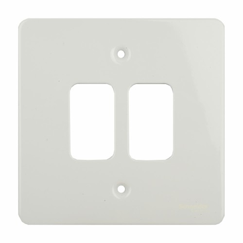 2 Gang Grid Cover Plate in White Metal, Schneider GUG02GPW Ultimate Grid Flat Plate Cover only