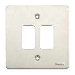 2 Gang Grid Cover Flat Plate in Stainless Steel, Schneider GUG02GSS Front Plate for up to 2 Grid Modules