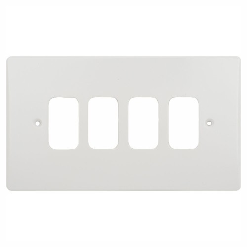 4 Gang Grid Front Plate in White Plastic, Schneider Ultimate GUG04G 4G Grid Faceplate