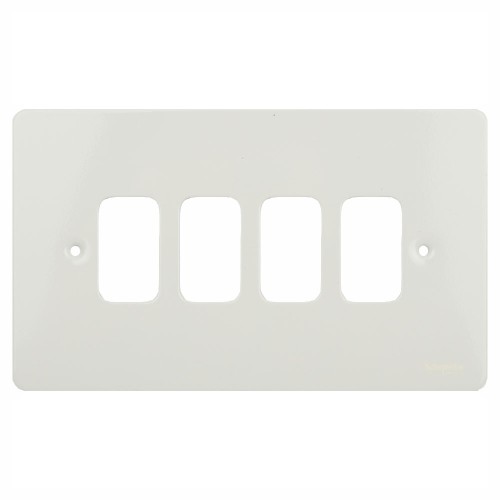 4 Gang Grid Plate Cover in White Metal, Schneider GUG04GPW Ultimate Grid Front Plate