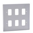 6 Gang Grid Front Plate in Moulded White, Schneider GUG06G Ultimate White Plate with Grid Frame