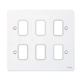 6 Gang Grid Cover Plate in White Metal, Schneider GUG06GPW 6 Module Cover Plate only