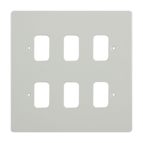 6 Gang Grid Cover Plate in White Metal, Schneider GUG06GPW 6 Module Cover Plate only