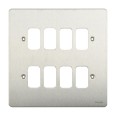 8 Gang Grid Front Plate Stainless Steel, Schneider GUG08GSS 8 Gang Flat Plate Faceplate