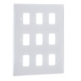 9 Gang Grid Face Plate in Moulded White, Schneider GUG09G Ultra Low Profile Flat Plate