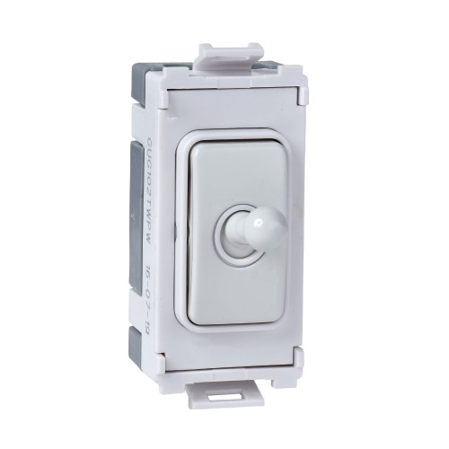 1 Gang 2 Way 16A Toggle Grid Switch in White Metal, Schneider Ultimate GUG102TWPW Dolly Toggle