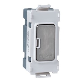 1 Gang 13A Fused Connection Unit Grid Module in Stainless Steel and White Interior, Schneider GUG13FCUWSS