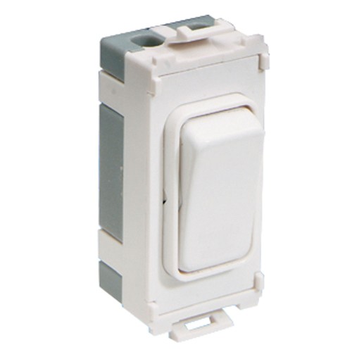 1 Gang 20AX 2 Way Grid Switch Module in White Moulded Plastic, Schneider Grid GUG202W