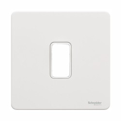 Screwless 1 Gang Grid Flat Plate in White Metal with Mounting Frame, Schneider GUGS01GPW