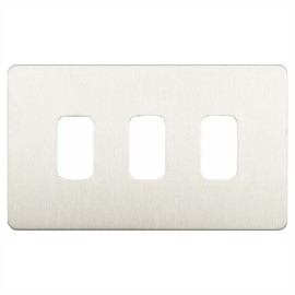 3 Gang Screwless Grid Cover Plate in Stainless Steel, Schneider GUGS03GSS 3G Grid Face Plate