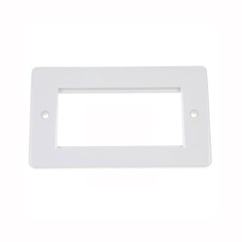 MK K184WHI 2 Gang 4 Module Euro Front Plate White Twin Gang Moulded White