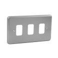 MK K3493ALM 3 Gang Metalclad Front Plate for MK Grid Plus, Three Gang Front Cover Plate Metal Clad