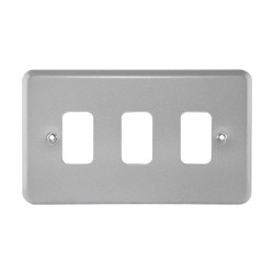 MK K3493ALM 3 Gang Metalclad Front Plate for MK Grid Plus, Three Gang Front Cover Plate Metal Clad