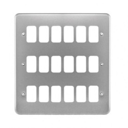 MK K3508ALM 18 Gang Metalclad Front Plate for MK Grid Plus Grey, 18 Gang Front Cover Plate Metal Clad