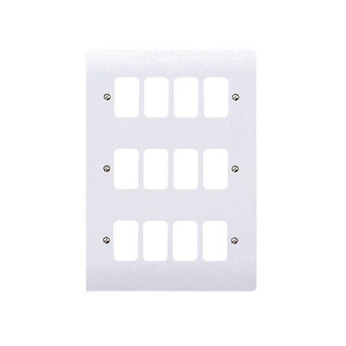 MK K3639WHI 12 Module Grid Front Plate White, 12 Way Cover Plate Moulded White MK Logic Plus