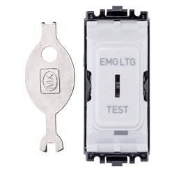 MK K4898ELW 20A 2 Way Key Switch Engraved EMG LTG TEST for Emergency Light Test c/w Key Switch (3405 ZIC)