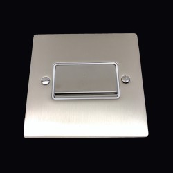1 Gang 6A Triple Pole Fan Isolating Switch in Satin Nickel Brushed and White Insert Insert Flat Plate Stylist Grid