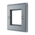 Metal Clad 2 Gang Euro Module Square Faceplate for up to 2 Modules, BG Electrical MC5EMS2 Front Plate only