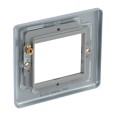 Metal Clad 2 Gang Euro Module Square Faceplate for up to 2 Modules, BG Electrical MC5EMS2 Front Plate only