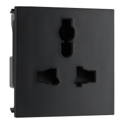 13A Unswitched Universal Socket Euro Module in Black 2M 50mm x 50mm BG Electrical EMUNVB-01