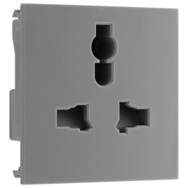 13A Unswitched Universal Socket Euro Module in Grey 2M 50mm x 50mm BG Electrical EMUNVG-01