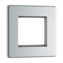 1 Gang Euro Plate for 2 Module Screwless Euro Plate in Polished Chrome, BG Nexus FPCEMS2-01 Frontplate