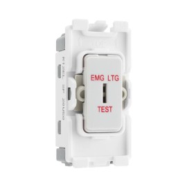 Nexus Grid 20A 20AX 1 Gang 2 Way Secret Key Single Pole Emergency Light Test Switch Module in White for Nexus Grid System, BG Nexus R12EL