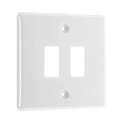 2 Gang Front Plate in White Moulded, Nexus Grid System, BG Nexus R82