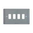 Nexus Grid 4 Gang Metal Clad Front Plate for 4 Grid Modules, Nexus Grid System, BG Nexus RMC4 (Cover Plate Only)
