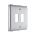 Nexus Grid 2 Gang Brushed Steel Front Plate for 2 Grid Modules, Nexus Grid System, BG Nexus RNBS2 (Cover Plate Only)